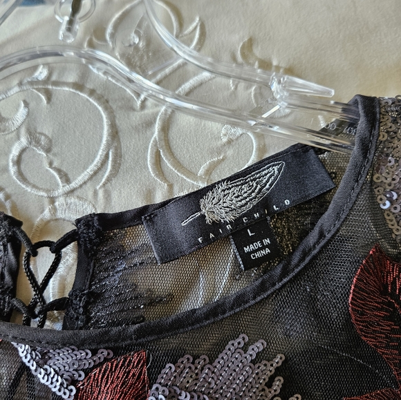 Fairchild Shere Overlay Sz. L w Black/Red/Silver Embellishments. - Picture 4 of 7